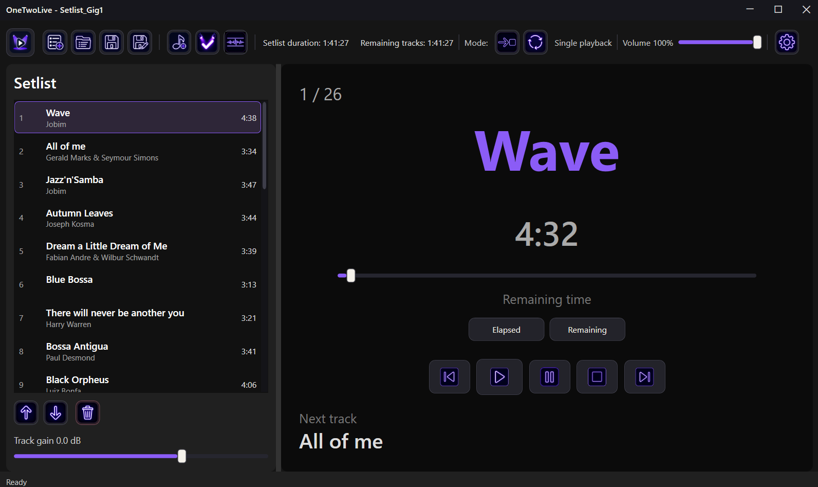 OneTwoLive application interface