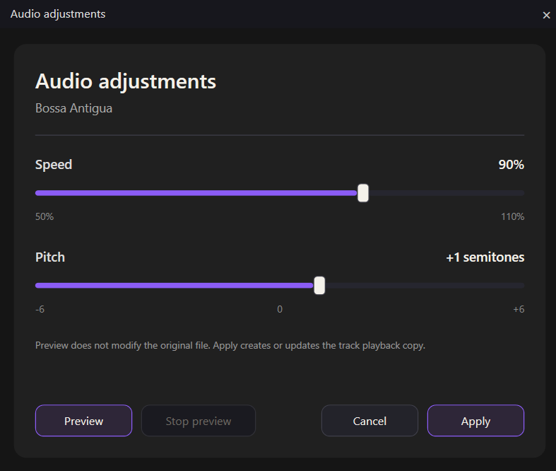 Audio adjustment in OneTwoLive